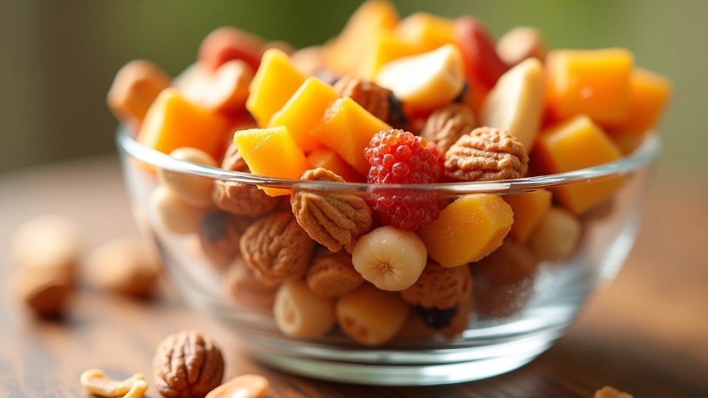 Combinações de frutas secas em taça de vidro